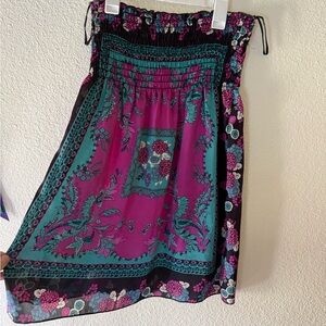Vintage Boho Midi Dress - Magenta & Teal